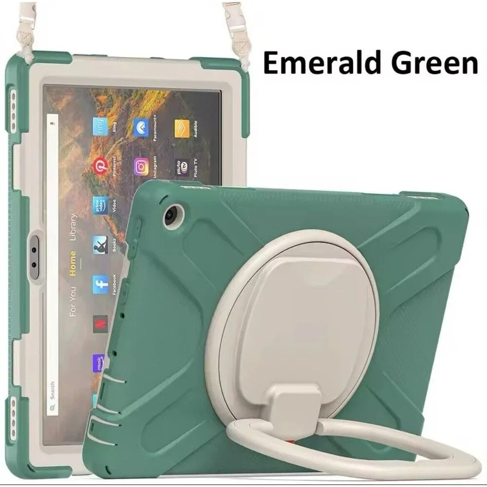 360° Rotating Portable Travel Kids Rugged Stand Carrying Case Fire HD 10 Tablet